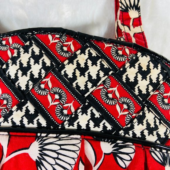 Vera Bradley Deco Daisy Print Large Handbag Red Black & White Tote Vintage print - Picture 4 of 10